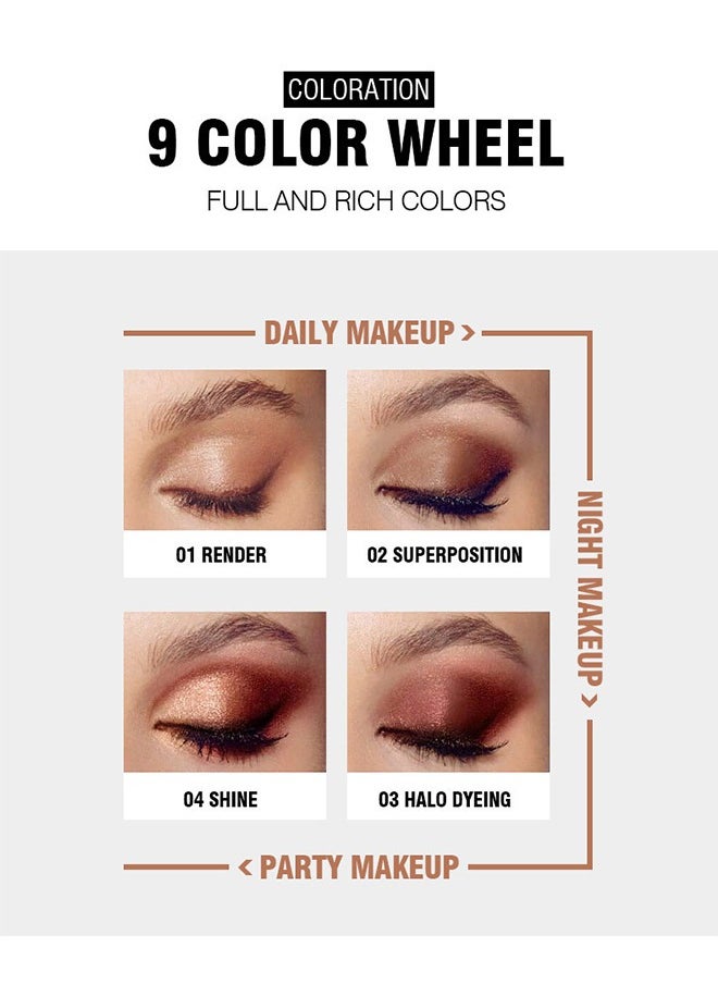 LANGMANNI - 9 Shades of Eye Shadow Palettes Makeup Eye Shadow Palettes Pink Eye Shadow Wine Red Eye Shadow Waterproof Long Lasting Natural Mixing Pigment Makeup - Image 1