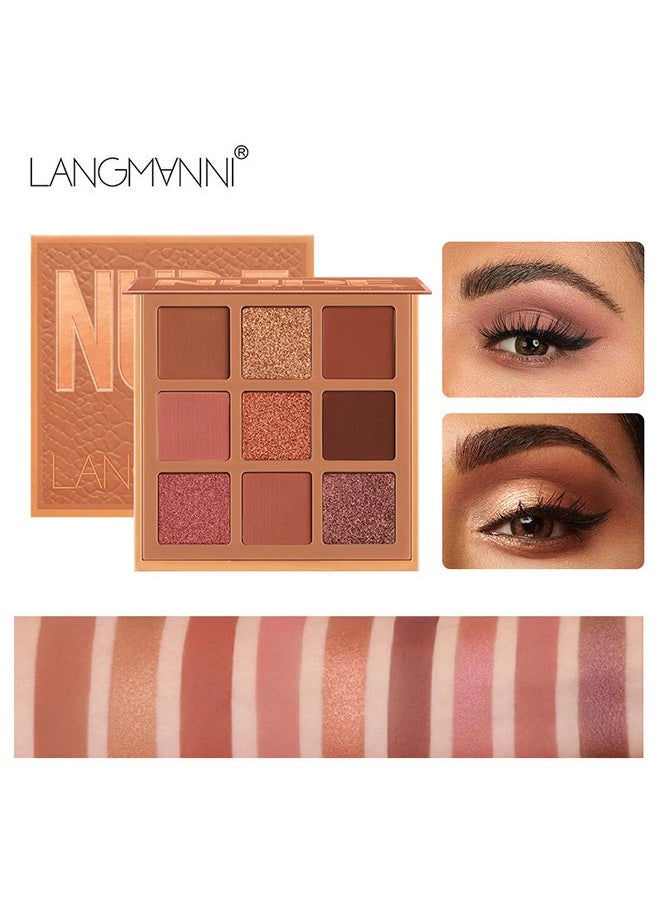 LANGMANNI - 9 Shades of Eye Shadow Palettes Makeup Eye Shadow Palettes Pink Eye Shadow Wine Red Eye Shadow Waterproof Long Lasting Natural Mixing Pigment Makeup - Image 1