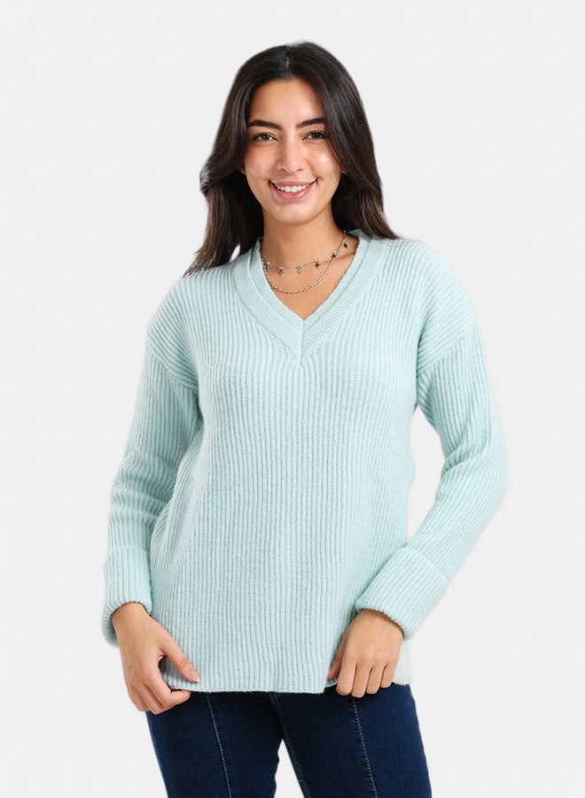 Carina Ribbed V-Neck Pullover - Image 1
