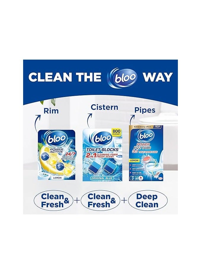 Bloo Power Active Toilet Cleaner Balls, Lemon Scent, Twin Pack (2 x 50g) – Long-Lasting Freshness & Limescale Protection - Image 4