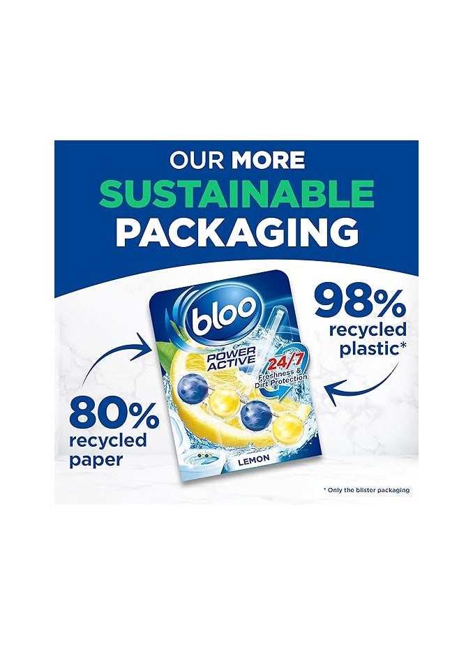 Bloo Power Active Toilet Cleaner Balls, Lemon Scent, Twin Pack (2 x 50g) – Long-Lasting Freshness & Limescale Protection - Image 3