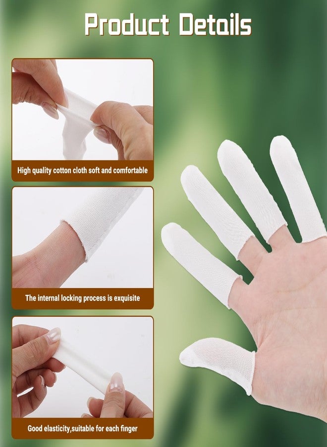 Gabrella 300 Pcs Cotton Finger Cots, White Cloth Finger Sleeves Fingertips Protective Cover, Thumb Protector for Finger Tips Comfortable and Breathable, Moisture Wicking - Image 4