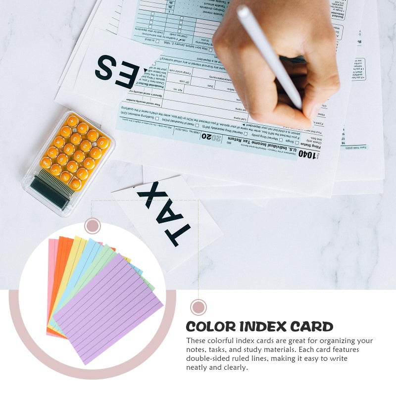 300pcs 3x5 Inch Ruled Index Cards Double Sided Assorted Color Flashcards Bulk Set For Study Office - Image 4