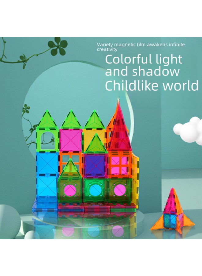 Loquat Color Window Magnetic Piece Building Blocks Children's Educational Toys Magnetic Assembled Gift Educational Magnetic Piece Color Window Wholesale-Color:Large Magnet-color Window Magnetic Film 78-Pie - Image 3
