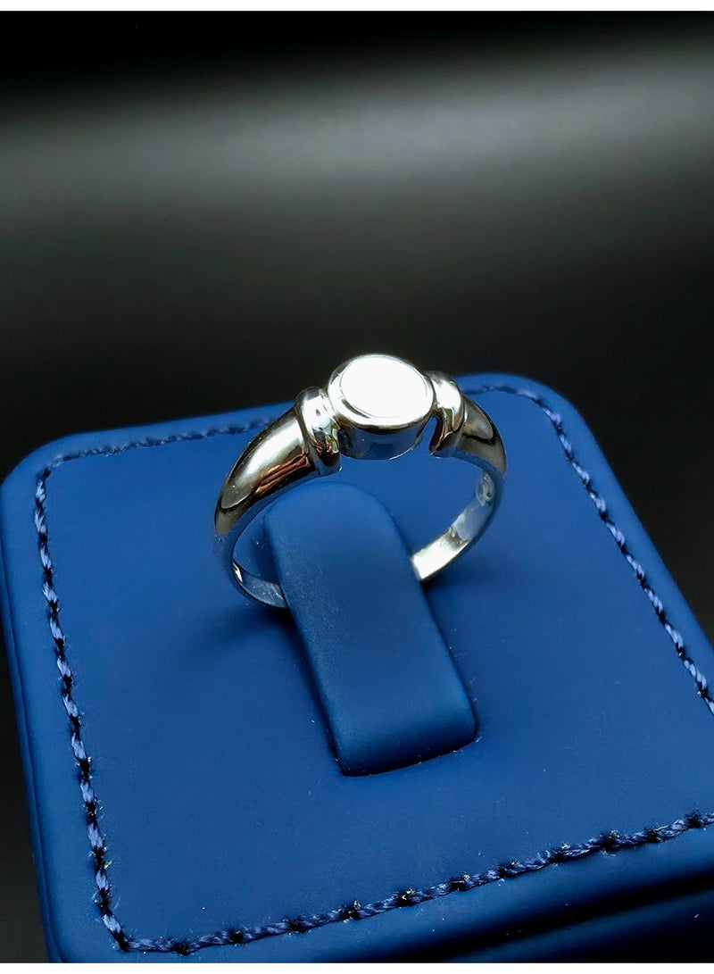 Kanira Premium 925 Sterling Silver Natural Pearl Shell Signet Ring for Men and Women - Premium Paua Shell Geometric Inlay Statement Fashion Ring | KANIRA | Size 8 - Image 3