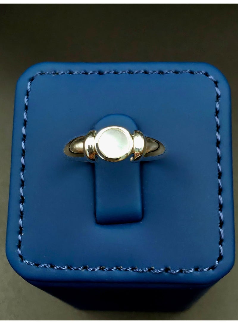 Kanira Premium 925 Sterling Silver Natural Pearl Shell Signet Ring for Men and Women - Premium Paua Shell Geometric Inlay Statement Fashion Ring | KANIRA | Size 8 - Image 2