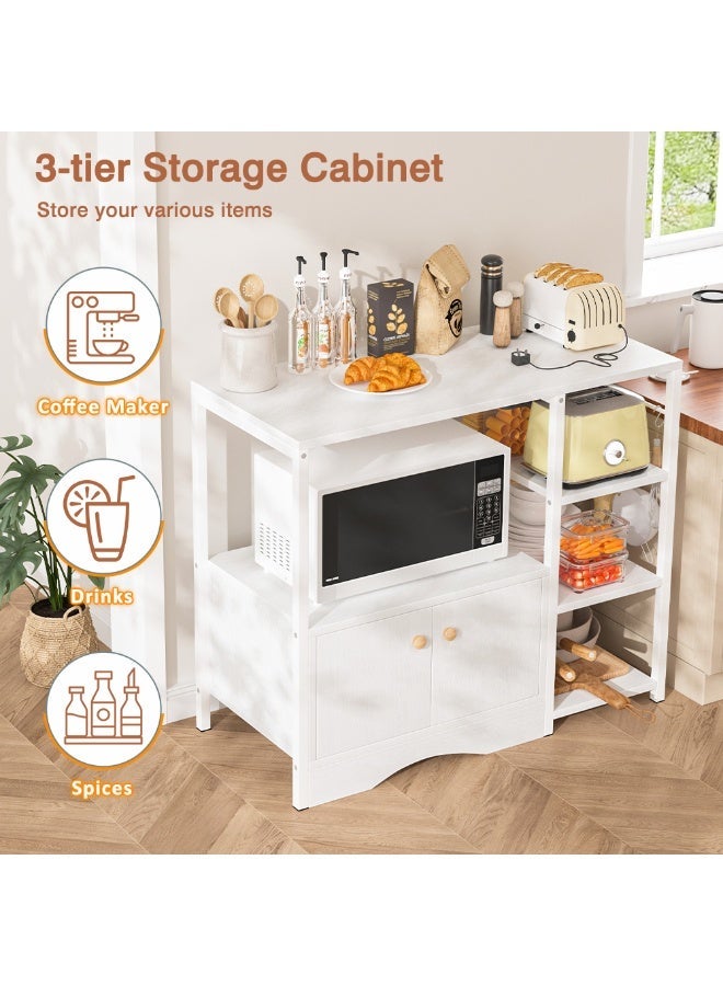Canadel Coffee Corner with 3-Tier Shelves, Kitchen Storage Rack with 5 S-Hooks & Metal Frame – Heavy Duty Microwave Stand, Easy Assembly - Image 2
