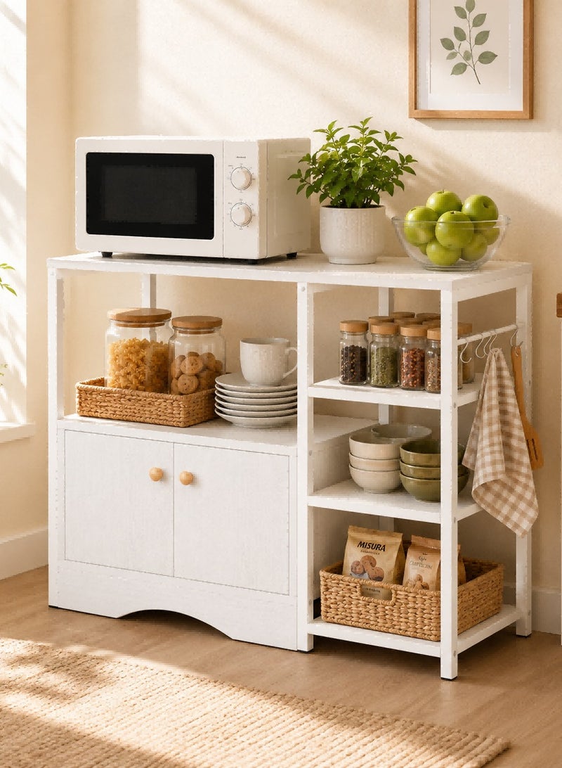 Canadel Coffee Corner with 3-Tier Shelves, Kitchen Storage Rack with 5 S-Hooks & Metal Frame – Heavy Duty Microwave Stand, Easy Assembly - Image 1