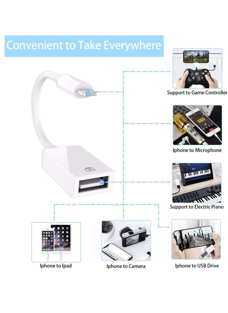 LEDIN - Lightning to USB Camera Adapter USB 3.0 OTG Cable for iPhone/iPad Connect USB Flash Drive Card Reader U Disk Keyboard Mouse MIDI Plug and Play - Image 1