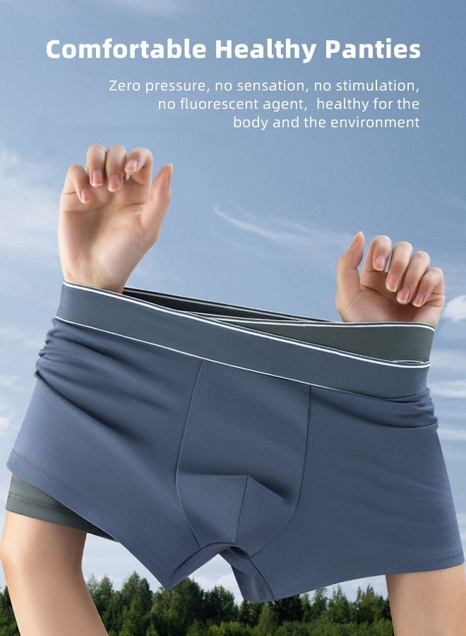 NIBEMINENT 3 Pack Solid Pattern Men's 96% Cotton Underpant Set Breathable Comfortsoft Boxers with High Elastic Waistband Teenager Short Briefs Multicolour - Image 4