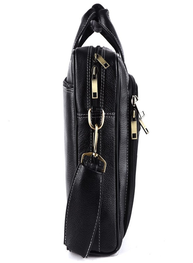 TAURUS Genuine Leather 15.6 Inch Laptop Bag For Men Office Use (BLACK) - Image 3