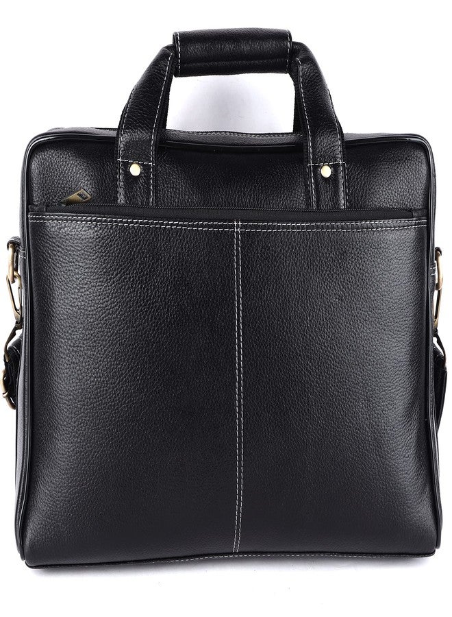 TAURUS Genuine Leather 15.6 Inch Laptop Bag For Men Office Use (BLACK) - Image 2