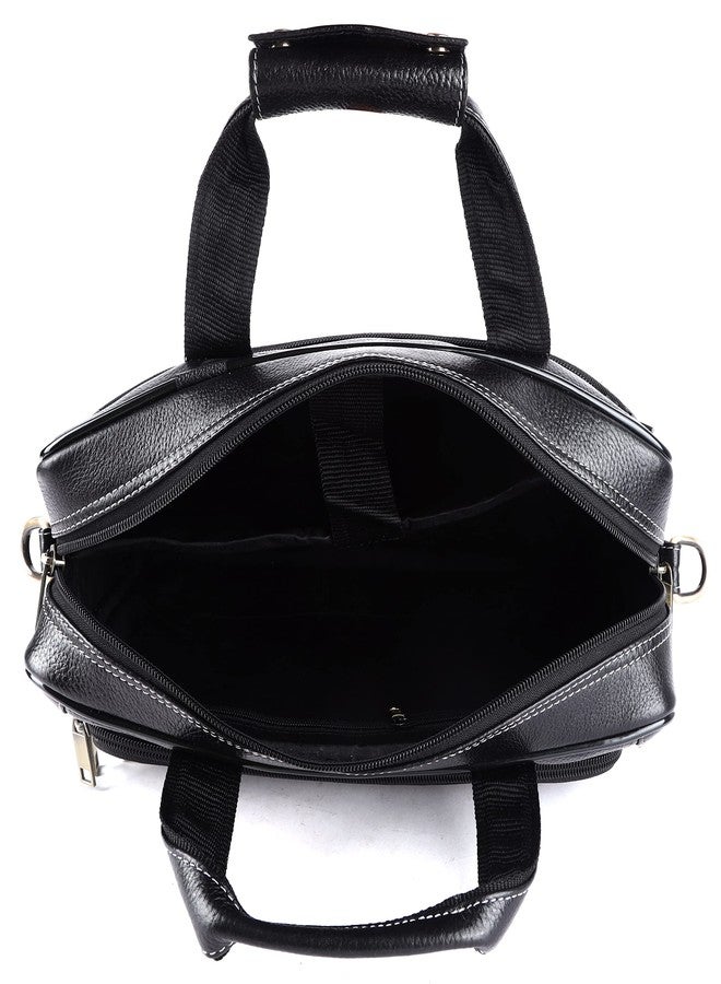 TAURUS Genuine Leather 15.6 Inch Laptop Bag For Men Office Use (BLACK) - Image 5