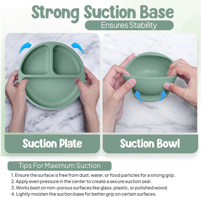 O'doe Baby Weaning Set â€“ 15 Pcs Silicone Baby Feeding Set with Suction Plate, Bowl, Bib, Sippy Cup, Fruit Feeder & Freezer Tray â€“ Baby Plates and Bowls Set for 3M+ | BPA-Free Baby Dishes & Utensils - Image 5