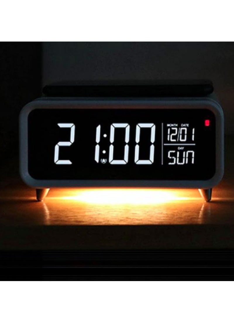 eBasket 4 in 1 Digital Clock and Alarm with Wireless Charger and Speaker (Multicolor) - Image 2