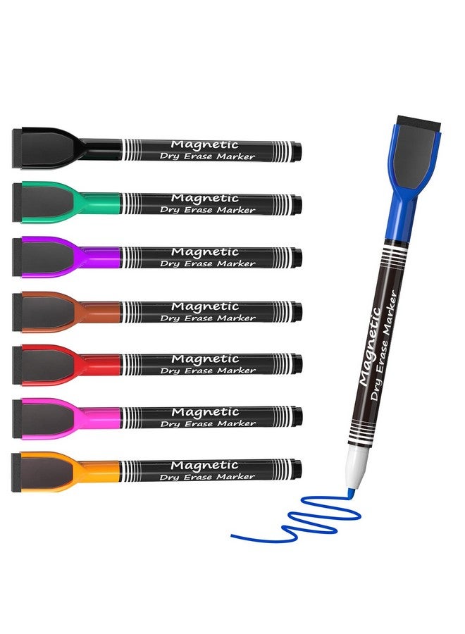 MaxGear Dry Erase Markers Fine Tip, Fine Point Dry Erase Markers With Eraser, Magnetic Dry Erase Markers, White Board Markers, Colorful Dry Erase Markers Low Odor For Office School, 8 Count - Image 1