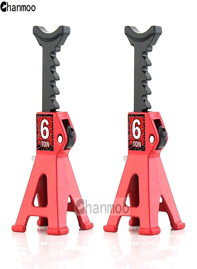 Chanmoo 1/24 RC Toy Jack Stands 1/18 Simulation 6 Ton Metal Adjustable Mini Jacks Stand for 1:18 1:24 Scale Crawler Car Axial SCX24 Kyosho Tamiya HSP FCX24 TRX4M SCX24 AX24 Ford Bronco (Red, 4 PCS) - Image 3