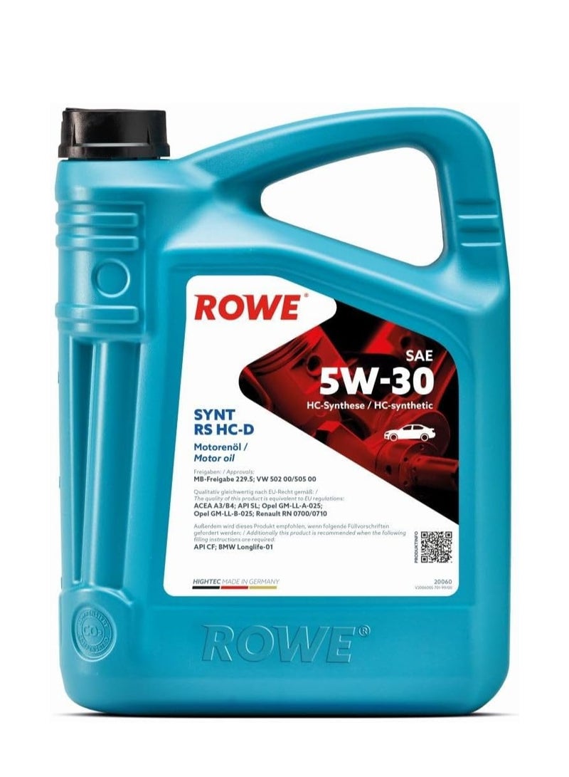 ROWE HIGHTEC SYNT RS HC-D SAE 5W-30- 5 Ltr : High-performance engine oil (Germany)  - Image 1