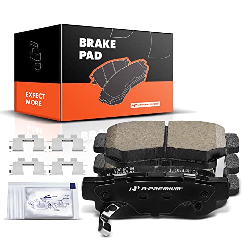 A-Premium Rear Ceramic Disc Brake Pads Set Compatible with Select Hyundai and Kia Models - Azera, Elantra, Santa Fe, Sonata, Tucson, XG300, XG350, Amanti, Magentis, Optima, with Hardware, 4 Pcs - Image 1