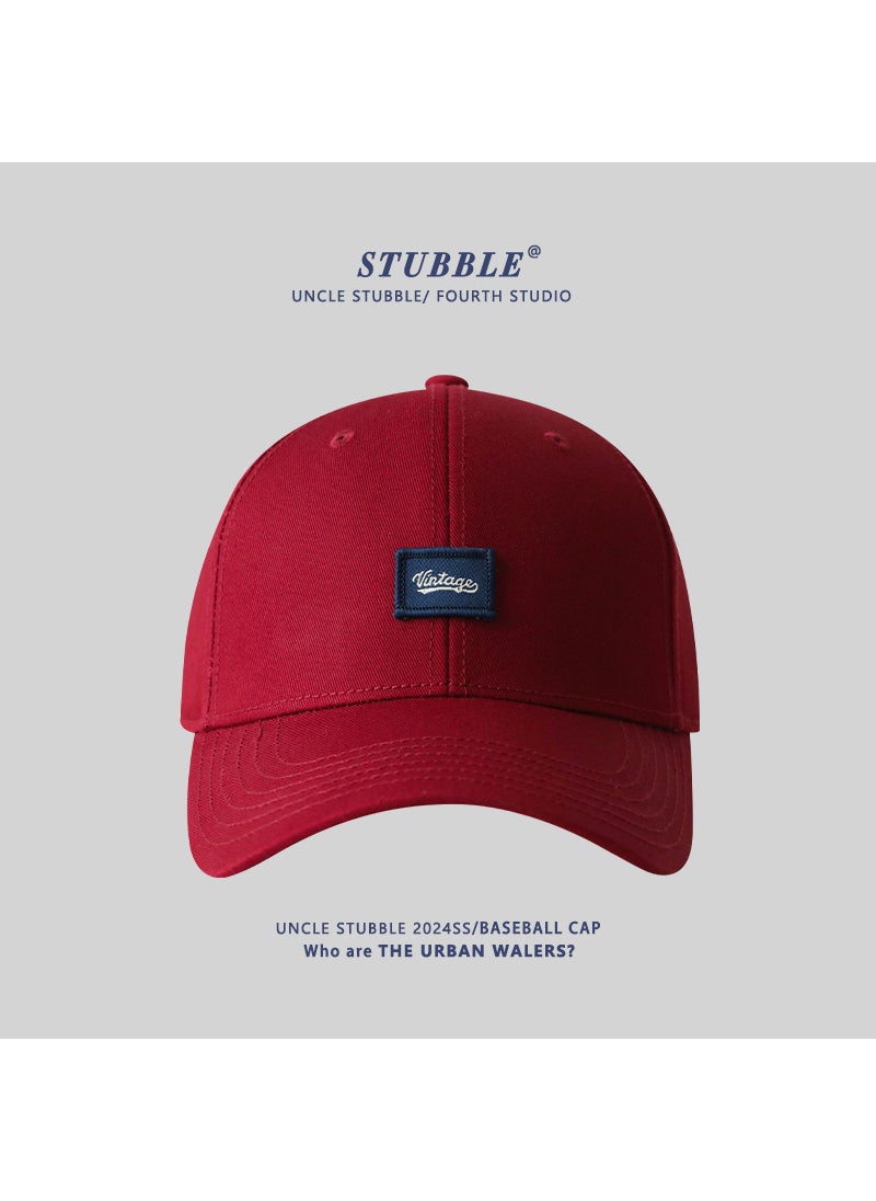 Generic Unisex Baseball Cap Slim Face Hard Brim High-Quality Wine red 