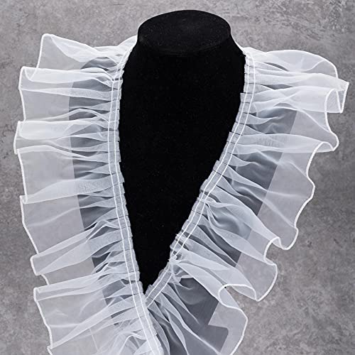 ANCIRS 3 Yards Organza Ruffled Pleated Lace Fabric Trim for Dress Collars Sleeves Halloween Costume Decoration Throw Pillow Decor Appliques Patches & Handmade DIY Sewing - Image 5
