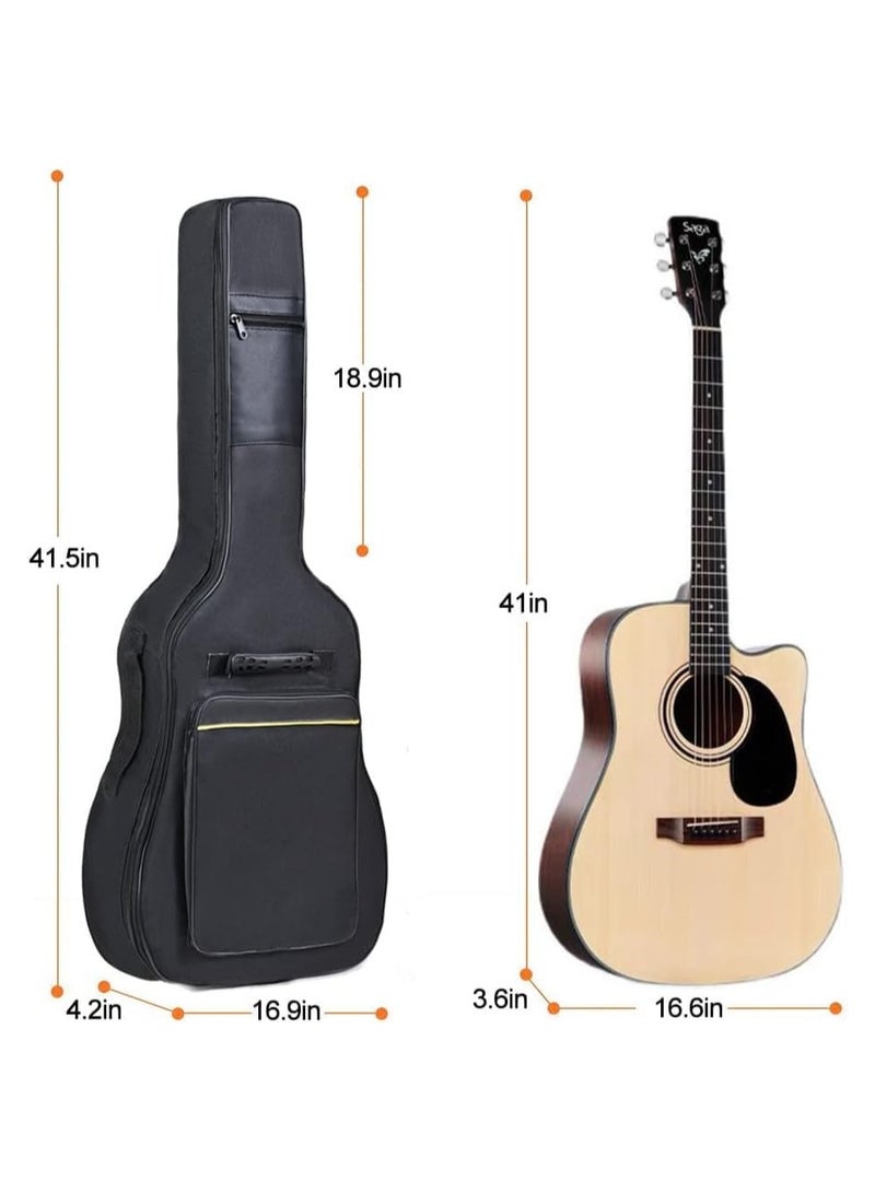 Generic 41 Inch Acoustic Folk Guitar Bag Backpack Double Straps 600D Oxford Guitar Soft Carry Case Guitar Cover (41 inch) - Image 2