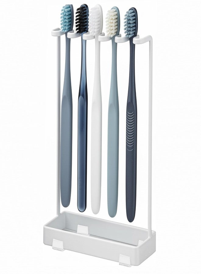 KH866 Stainless Countertop Toothbrush Holders Stand, Rustproof Bathroom Organizer with 5 Ventilated Slots to Hold Manual Toothbrushes and Razor, Metal Storage Collection for Family, Suitable for Home Vanity - Image 1
