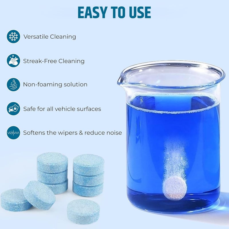 Robustt Concentrated Automotive Glass Wiper Cleaning Tablets, Car Windshield Washer Solid Tablets, Glass Cleaner Tablets (Pack of 30) - Image 4