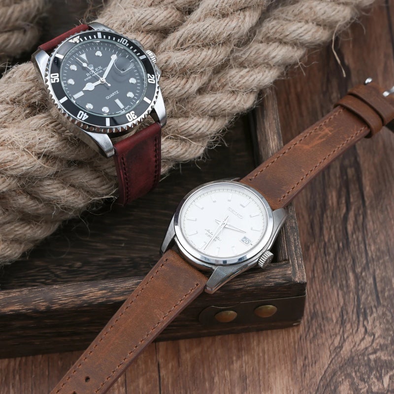 Bluejw Old-Fashioned Top Grain Genuine Leather Watch Band Replacement Strap for Men and Women – 20mm 22mm Width with Quick Release Pins, Easy to Replace the Watch Strap - Image 4