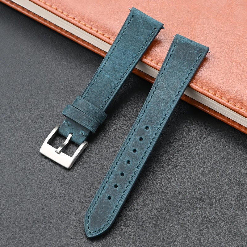Bluejw Old-Fashioned Top Grain Genuine Leather Watch Band Replacement Strap for Men and Women – 20mm 22mm Width with Quick Release Pins, Easy to Replace the Watch Strap - Image 1