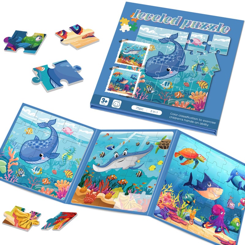 Ranqibo Magnetic Puzzles for Toddlers 35 75Pieces Travel Toys Sea Puzzles Ages 46 Educational Learning Magnets Road Car Trip Airplane Activities Toys for 3 4 5 6 7 Girls Boys Gift - Image 3