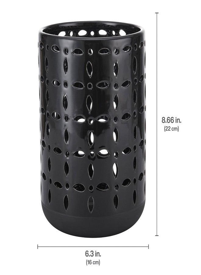 Elements 6.3x6.3x8.66 Inch Black Ceramic Cutout Vase - Image 2