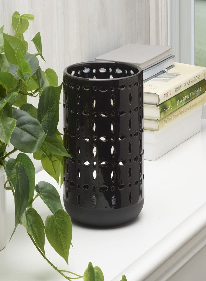 Elements 6.3x6.3x8.66 Inch Black Ceramic Cutout Vase - Image 5