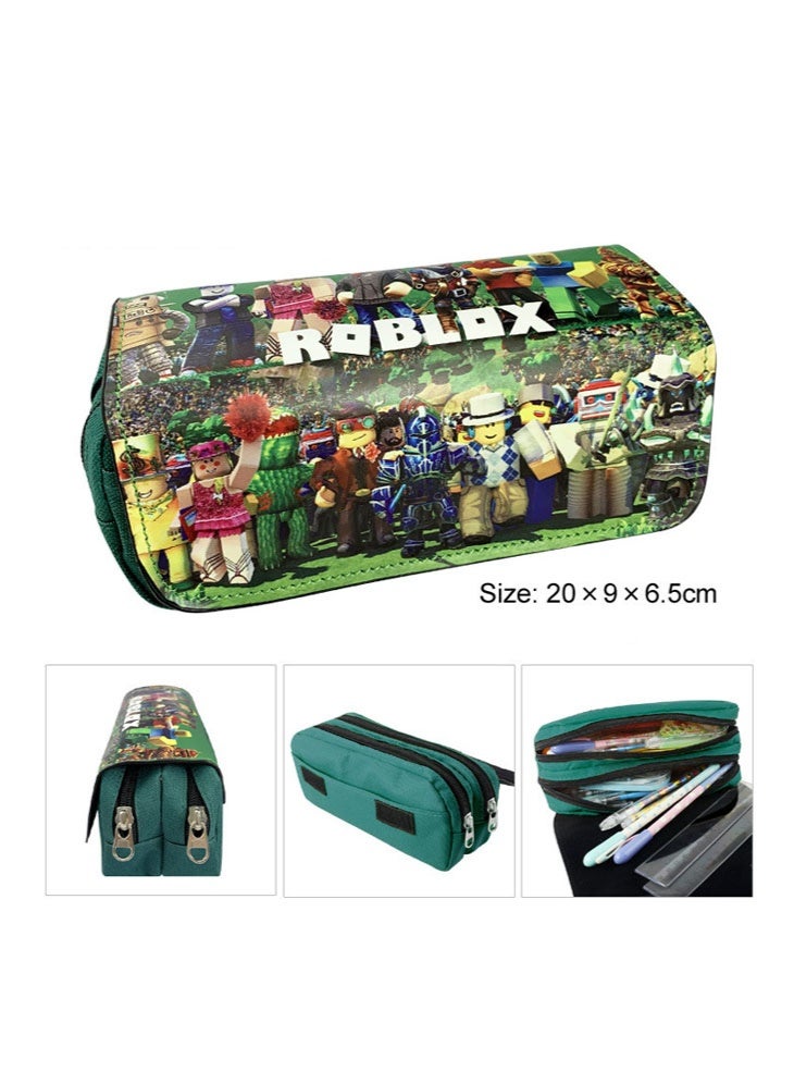 ROBLOX double-layer canvas zipper large-capacity pencil case stationery box student school supplies - Image 2