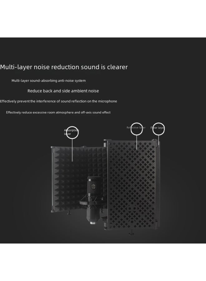 Sound Insulation Cover Microphone Recording Studio Live Microphone Noise Reduction Blowout-proof Sound-absorbing Sponge Three-door Five-door Windshield - Image 4