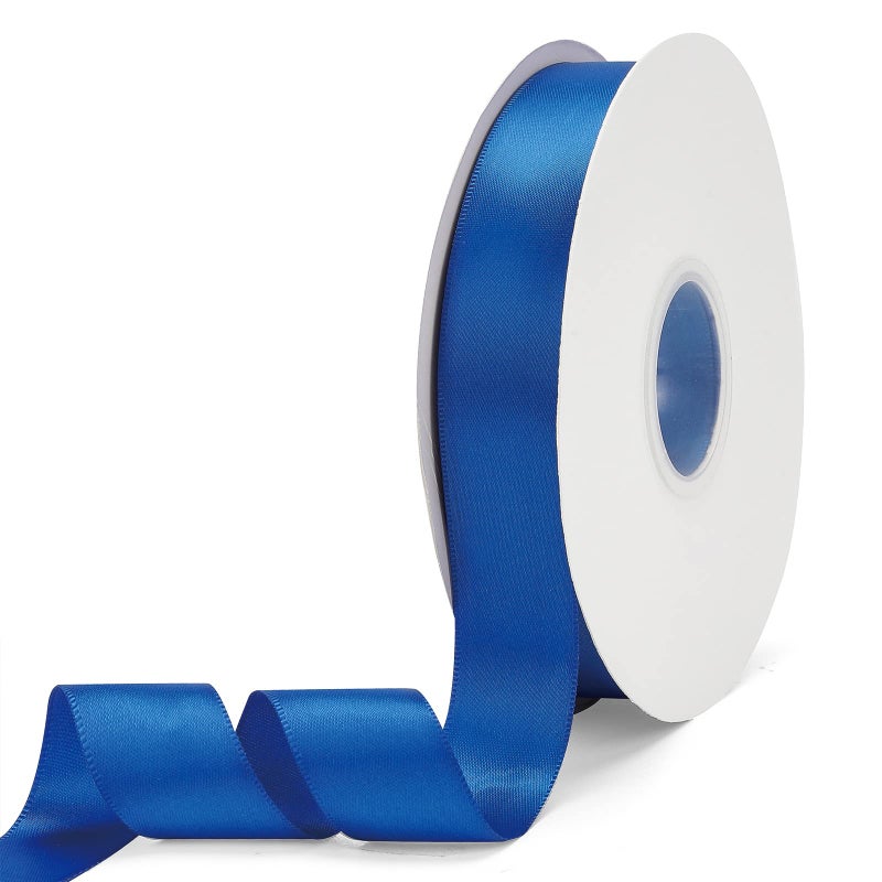 Ewaymado Solid Color Royal Blue Double Faced Satin Ribbon 1 X 50 Yards Fabric Ribbons Perfect for Wedding and Party DecorationGift Wrapping Sewing Crafts