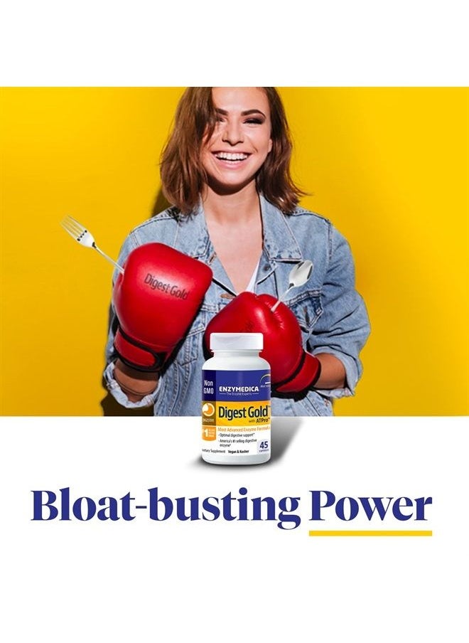 Digest Gold + ATPro, Maximum Strength Enzyme Formula, Prevents Bloating and Gas, 14 Key Enzymes Including Amylase, Protease, Lipase and Lactase, 120 Capsules (FFP)