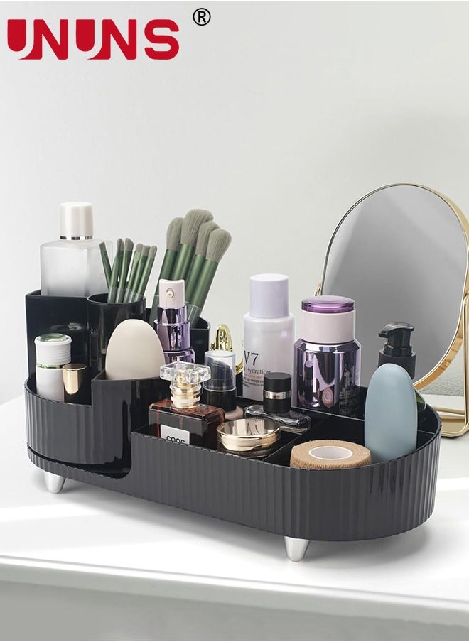 UNUNS Rotating Desk Organizer,Large Capacity 10 Slots Desk Organizer,Ideal For Bedroom And Bathroom Countertops,Black  - Image 4
