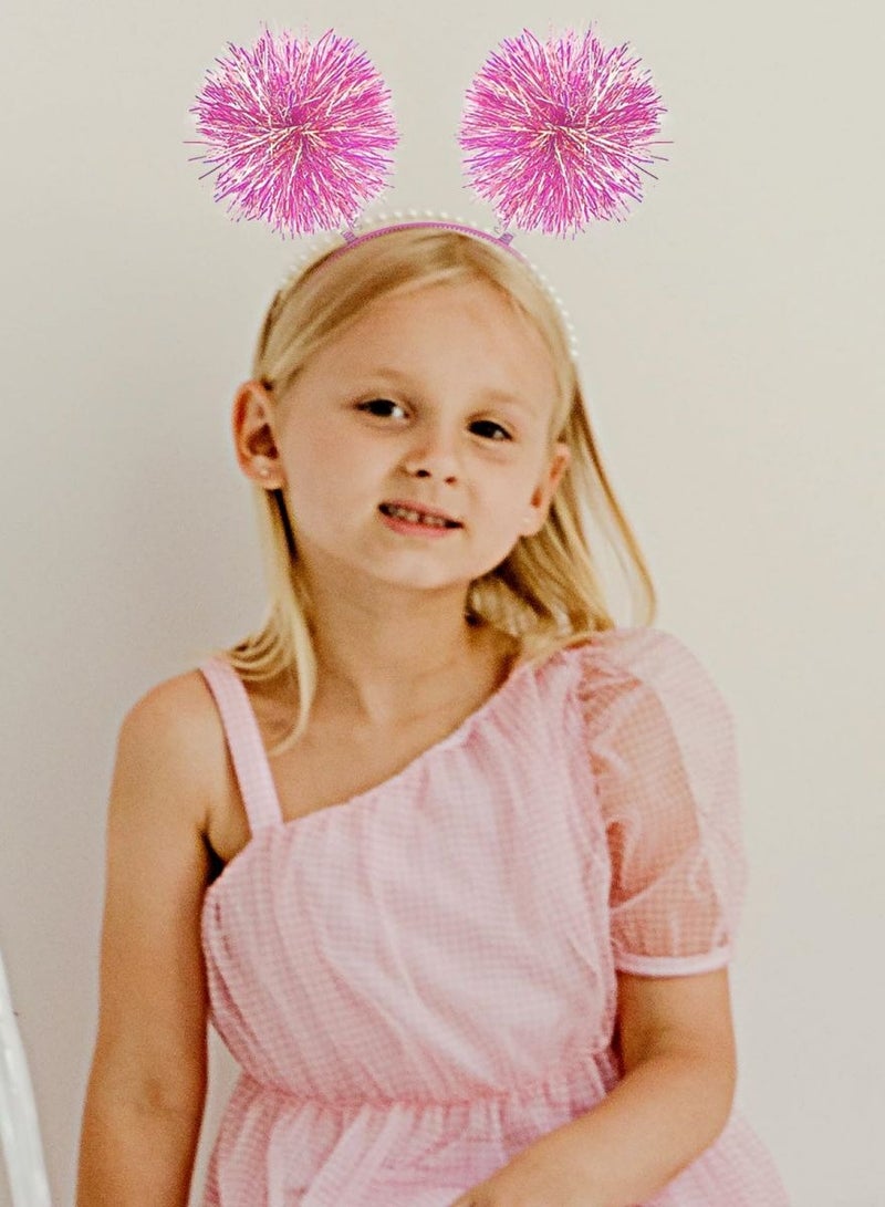 KASTWAVE 3 Pcs Foil Strips Headbands Tinsel Fluffy Ball Hair Loop Cosplay Fashion Hair Accessories for Women Girls Birthday Masquerade Ball Cosplay Party - Image 5