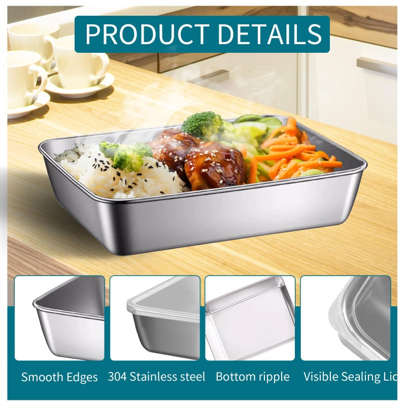 GIUOIDUO stainless steelFood Storage Containers setsstorage box with lidfreezer FrozenKitchen tray with lidOven plateSide dish plate Freezer & Dishwasher Safe - Image 5