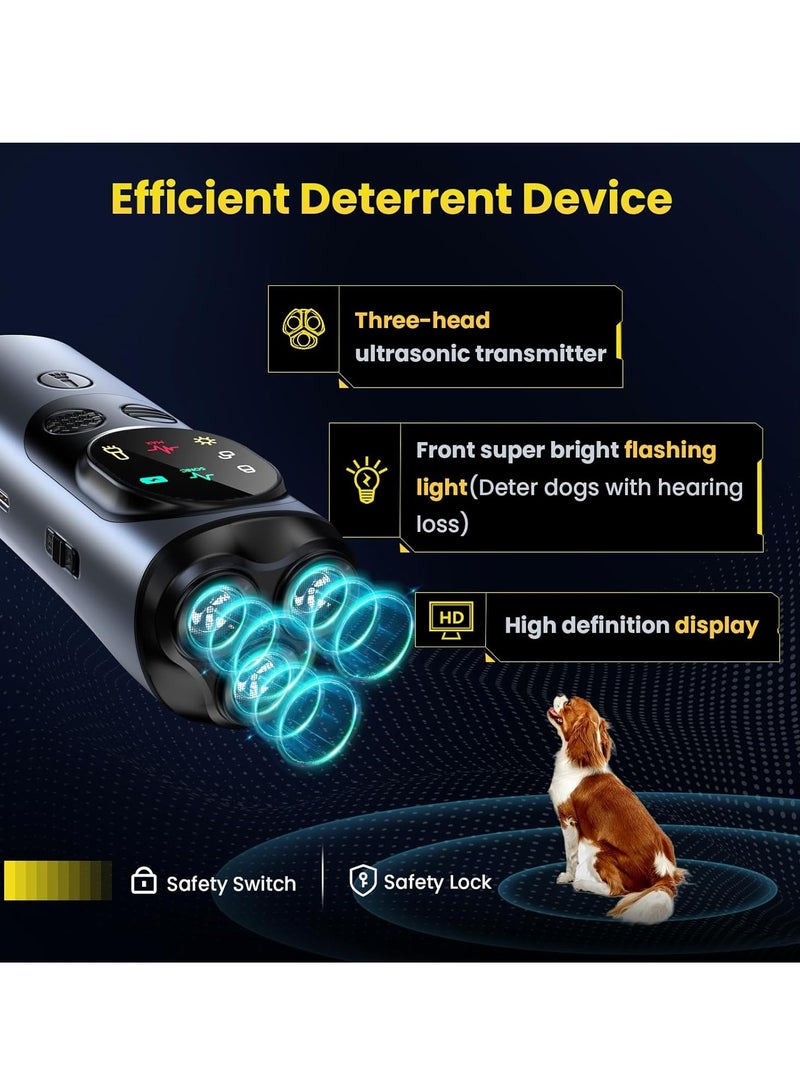 بلو فاير جهاز ردع نباح الكلاب بالموجات فوق الصوتية مع 3 مرسلات و ضوء LED – جهاز محمول قابل لإعادة الشحن للتحكم في نباح الكلاب بمدى 30 قدم، آمن وإنساني، جهاز تدريب الكلاب داخلي وخارجي مع كشاف إضاءة و أوضاع مزدوجة لإيقاف النباح وحماية المشي والجري وركوب الدراجات - Image 2
