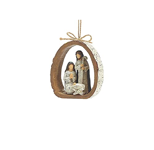 burton+BURTON Burton & Burton 9728076 Birch Bark Ring Resin Holy Family Resin Ornament, each, Multicolor - Image 2