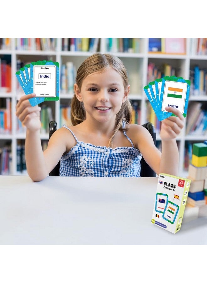 FESTIKO Festiko® 1 Set of 40 Pcs Flags Flash Cards, Countries Flag Flash Cards for Kids, Easy & Fun Way of Learning, Flashcards for Toddlers and Kids - Image 4