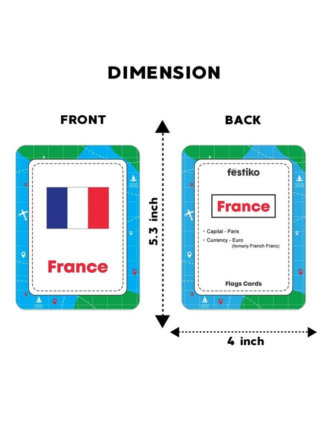 FESTIKO Festiko® 1 Set of 40 Pcs Flags Flash Cards, Countries Flag Flash Cards for Kids, Easy & Fun Way of Learning, Flashcards for Toddlers and Kids - Image 3
