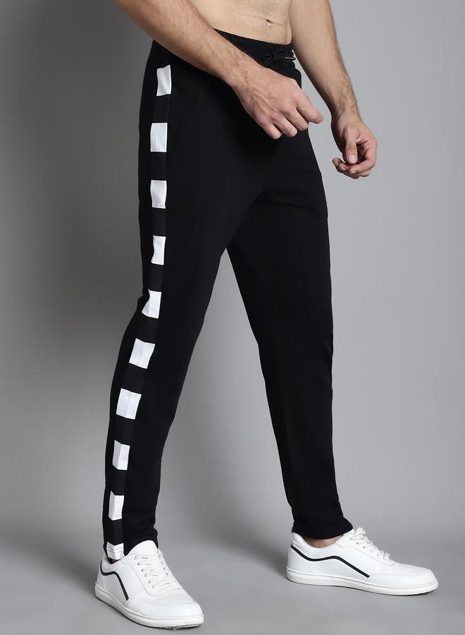 تايك تو بنطلون رياضي رجالي بخصر مطاطي وخطوط جانبية أسود من دور - Image 4