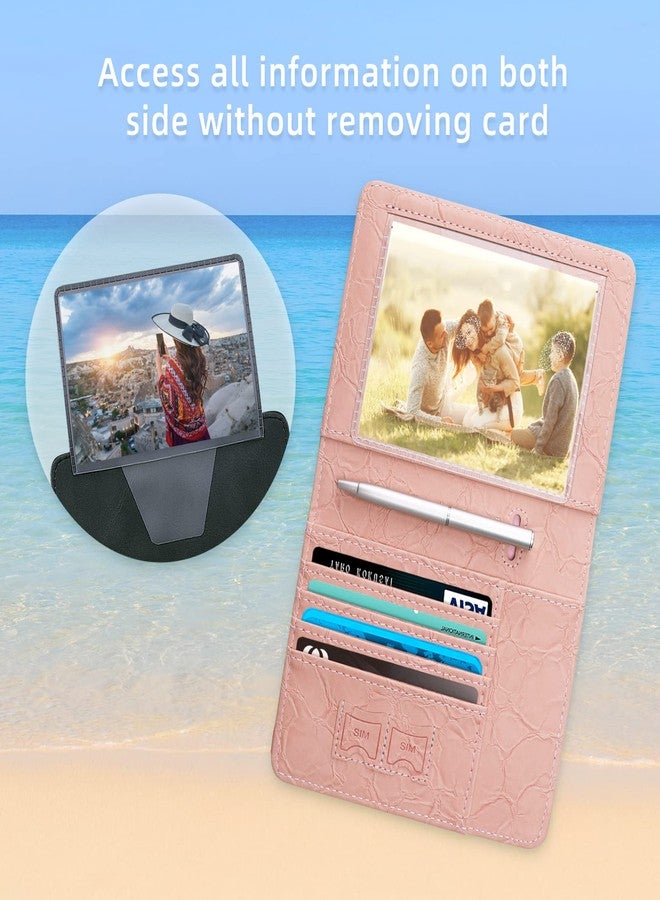 وول نيو حافظة جواز سفر WALNEW للسفر، محفظة جواز سفر مزودة بتقنية RFID للرجال والنساء، حافظة جواز سفر ودفتر بطاقات من الجلد الصناعي مع قلم، لون وردي مطور، مطور - Image 2