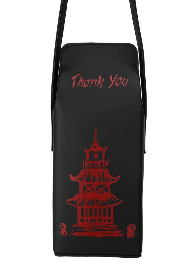 Ondeam Tower Print Crossbody Shoulder Bag,Pu Chinese Takeout Box Totes Purse for Women, Black, Small - Image 5