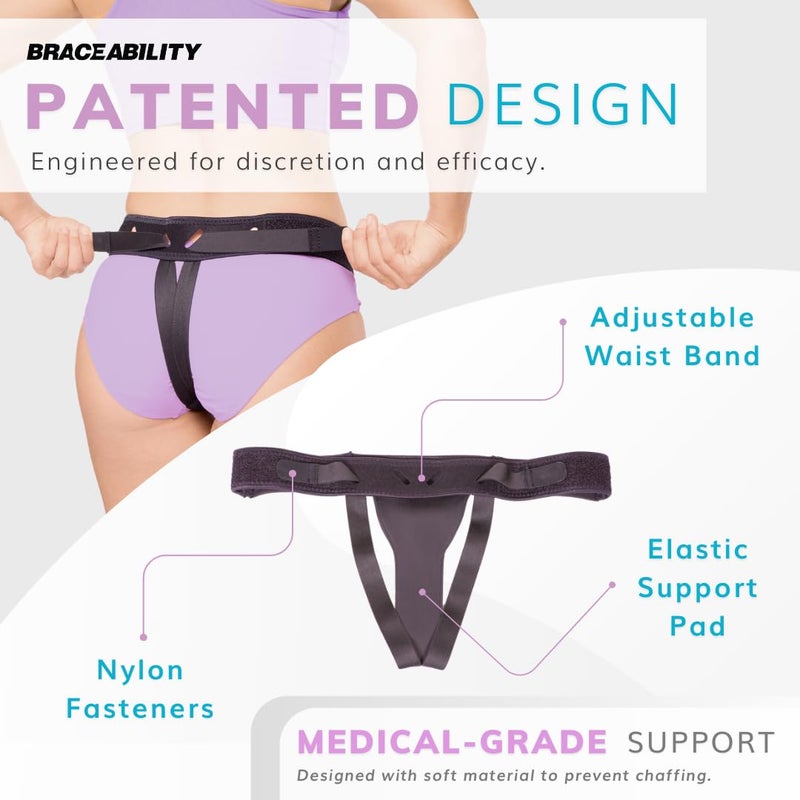 BraceAbility The Pelvic Pro Patented Prolapse Uterus Support Belt Girdle for Womenâ€™s Prolapsed for Dropped Bladder, Vulvar Varicosities, Postpartum Recovery, Symphysis Pubis Dysfunction Pain (M) - Image 3