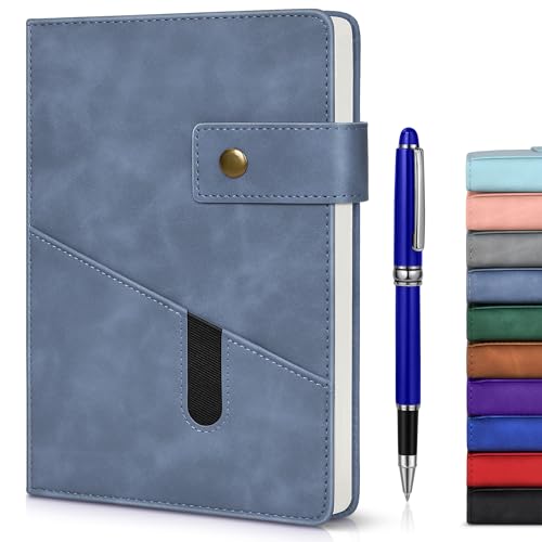 vfaejll Blue A5 Lined Leather Journal Notebook for Men Women,5.9" X 8.4" Personalized Hardcover Journal with Pen,200 Pages 100 Gsm Thick Ruled Paper Daily Diary for Travel,Business,Work,Writing - Image 1