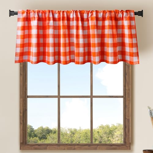 WOSIBO Buffalo Window Valences (Orange and White) - Image 1
